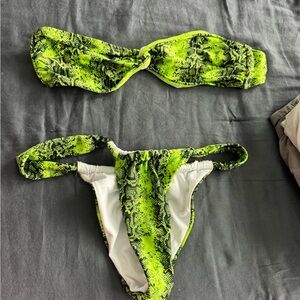 Green Snake Print Bikini Set